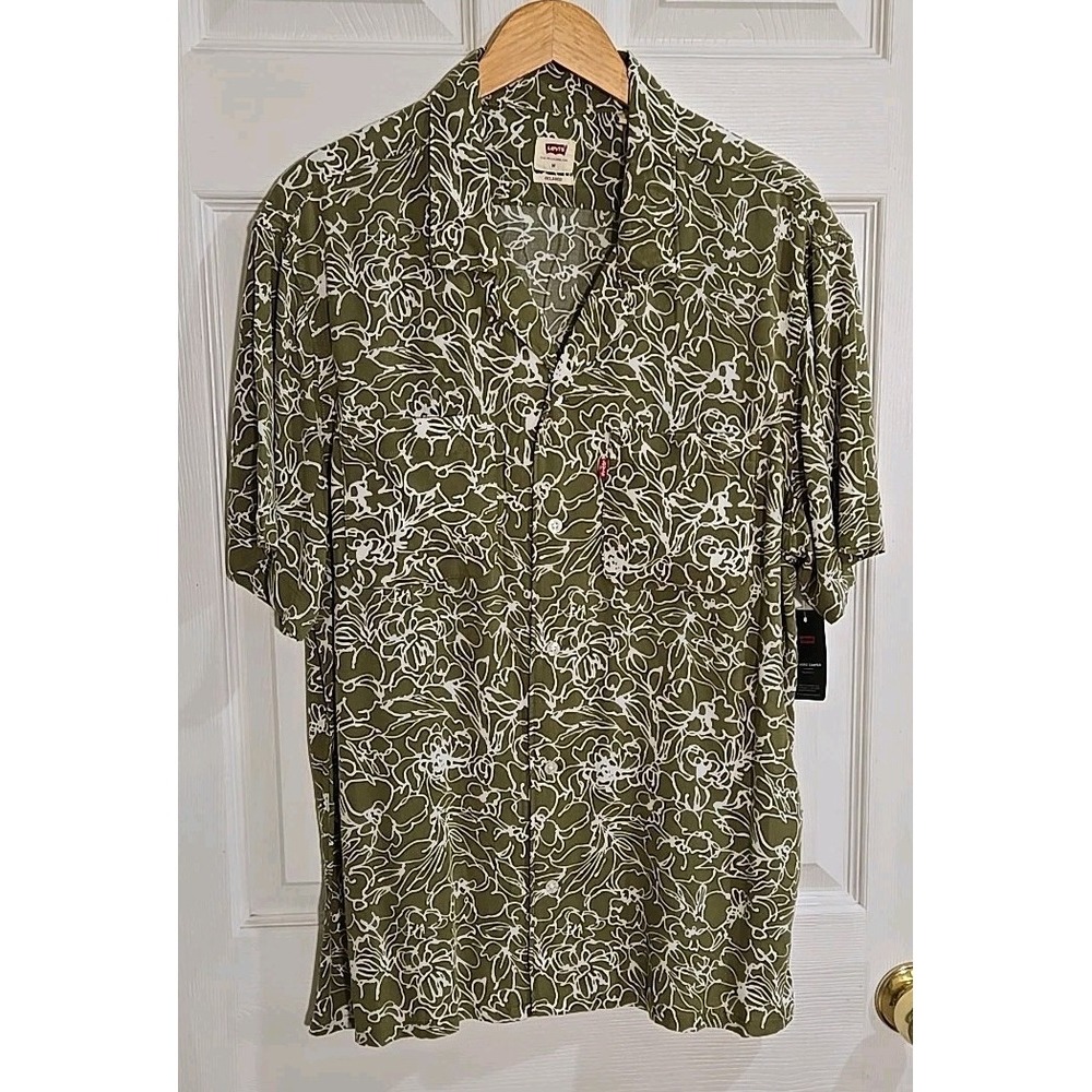 Levi's Button Down Shirt MEDIUM Classic Camper Olive Green Relaxed Fit NEW